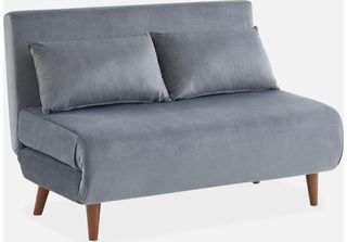 Sweeek - Divano Letto A 2 Posti Con Gambe In Legno - Grigio Scuro