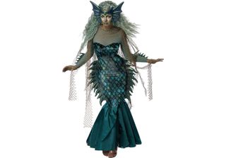Costume Da Sirena Malvagia Strega Del Mare Halloween Blu-Verde - S (38/40)