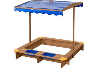 Swingking Sabbiera In Legno Con Contenitori D'acqua E Telo Per Giardino
