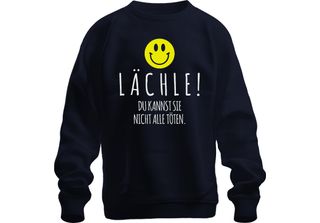 Smile You Can't Kill Them All Black Humour Smiley Pullover Felpa Unisex, Navy, …