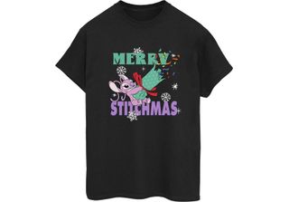 Lilo & Stitch - Maglietta "Merry Stitchmas"" Da Donna BI53966 (M) (Nero)"