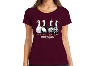 Spooky Goosy Halloween Geese Funny Scary Pumpkin Goose Witch Ladies T-Shirt, Bo…