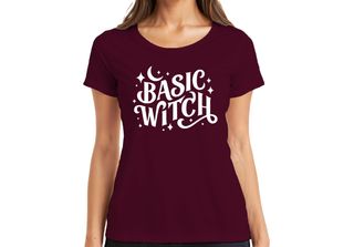 Maglietta Basic Witch Halloween Moon Stars Magical Witch Fan Gothic Donna, Bord…