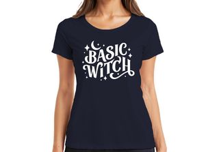 Maglietta Basic Witch Halloween Moon Stars Magical Witch Fan Gothic Donna, Mari…