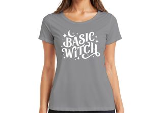 Maglietta Basic Witch Halloween Moon Stars Magical Witch Fan Gothic Donna, Grig…