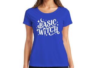 Maglietta Basic Witch Halloween Moon Stars Magical Witch Fan Gothic Donna, Blu,…