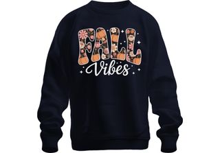 Fall Vibes Autumn Pumpkin Flowers Boho Vintage Floral Cosy Unisex Felpa Pullove…