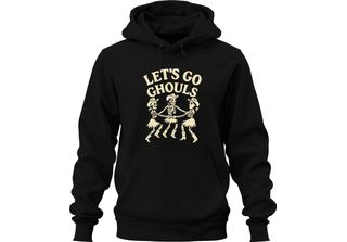 Let's Go Ghouls Horror Skeleton Cowboy Western Dance Girl Group Unisex Felpa Co…