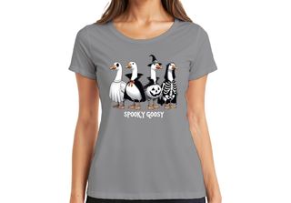 Spooky Goosy Halloween Geese Funny Scary Pumpkin Goose Witch Ladies T-Shirt, Gr…