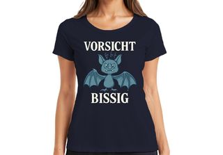 Maglietta Da Donna Caution Bitey Bat Halloween Funny Gift Cartoon, Navy, S
