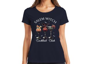 Maglietta Salem Witch Cocktail Club Halloween Cocktails Fledermaus Gruselig Dam…