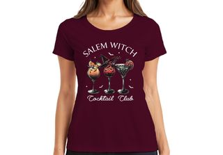 Maglietta Salem Witch Cocktail Club Halloween Cocktails Fledermaus Gruselig Dam…