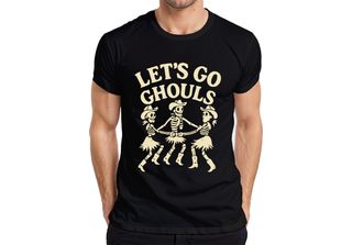 Maglietta Da Uomo Let's Go Ghouls Horror Skeleton Cowboy Western Dance Girl Gro…