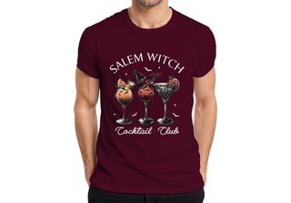 Maglietta Salem Witch Cocktail Club Halloween Cocktails Fledermaus Gruselig Her…
