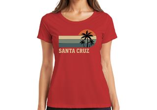Maglietta Santa Cruz Palm Trees Sunset Retro California Beach Surf Ladies, Ross…