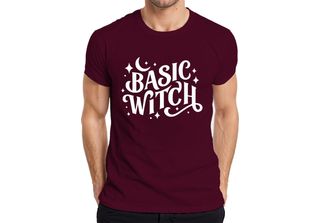 Maglietta Basic Witch Halloween Moon Stars Magical Witch Fan Gothic Uomo, Borde…