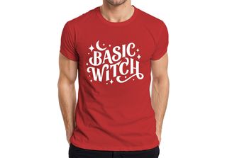 Maglietta Basic Witch Halloween Moon Stars Magical Witch Fan Gothic Uomo, Rosso…