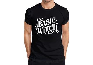 Maglietta Basic Witch Halloween Moon Stars Magical Witch Fan Gothic Uomo, Nero,…