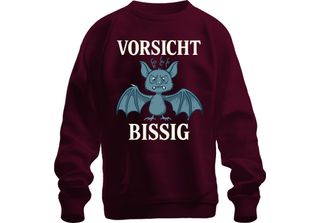 Caution Bitey Bat Halloween Funny Gift Cartoon Unisex Felpa Pullover, Borgogna,…