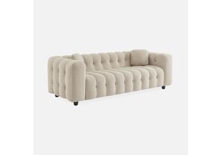 Sweeek - Divano A 3 Posti Con Rivestimento Bouclé Strutturato E Capitonné - Bei…