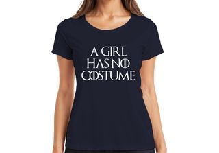 A Girl Has No Costume Halloween Saying Fantasy Parody Girls Ladies T-Shirt, Nav…