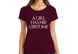 A Girl Has No Costume Halloween Saying Fantasy Parody Girls Ladies T-Shirt, Bor…
