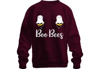 Boo Bees Halloween Pun Funny Bees Ghosts Gift Unisex Felpa Pullover, Borgogna, S