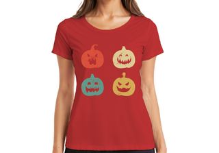 Maglietta Halloween Pumpkin Faces Vintage Retro Grunge Pumpkin Face Donna, Ross…
