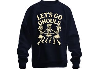 Let's Go Ghouls Horror Skeleton Cowboy Western Dance Girl Group Pullover Felpa …