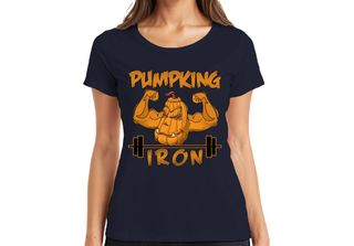 Maglietta Da Donna Pumpking Iron Halloween Pumpkin Fitness Weightlifting Gift, …