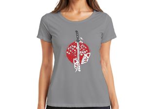 Maglietta Katana Samurai Kitsune Mask Sakura Cherry Blossom Japan Sun Donna, Gr…