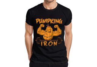 Maglietta Da Uomo Pumpking Iron Halloween Pumpkin Fitness Weightlifting Gift, N…