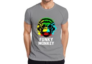 Maglietta Da Uomo Funky Monkey Headphones Sunglasses Music Dj Retro Colourful S…