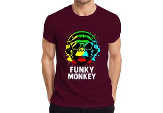 Maglietta Da Uomo Funky Monkey Headphones Sunglasses Music Dj Retro Colourful S…