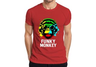 Funky Monkey Cuffie Occhiali Da Sole Musica Dj Retro Colorato Streetwear T-Shir…
