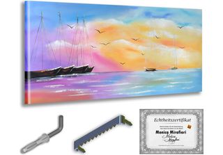 Monica Mirafiori I 100% Dipinto A Mano I Quadro "Yachts"" 100X50Cm | Quadro Dip…