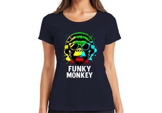 Funky Monkey Headphones Sunglasses Music Dj Retro Colourful Streetwear Ladies T…
