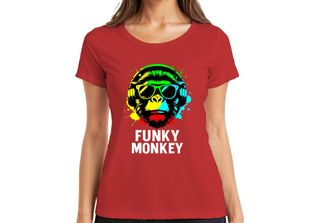 Funky Monkey Headphones Sunglasses Music Dj Retro Colourful Streetwear Ladies T…