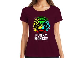 Funky Monkey Headphones Sunglasses Music Dj Retro Colourful Streetwear Ladies T…