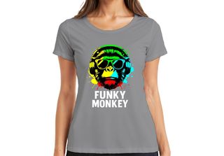 Funky Monkey Headphones Sunglasses Music Dj Retro Colourful Streetwear Ladies T…