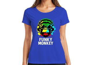Funky Monkey Headphones Sunglasses Music Dj Retro Colourful Streetwear Ladies T…