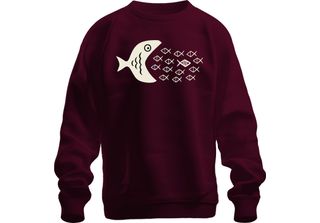 Big Fish Eats Small Fish School Of Fish Sea Ocean Maritime Unisex Felpa Pullove…