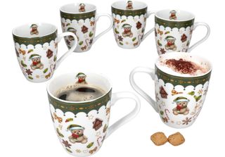 Mambocat Friend Set Di 6 Tazze Da Caffè 480 Ml In Porcellana Tazze Di Natale