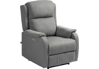 Homcom Poltrona Relax Con Pouf Connessione Usb 77X91X106 Cm Grigio