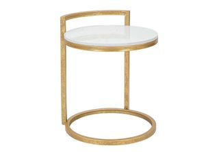Mauro Ferretti Tavolino In Marmo Rotondo 40X43X50 Cm Bianco Oro