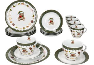 Servizio Da Caffè Mambocat Friend Set Natalizio Da 18 Pezzi In Porcellana