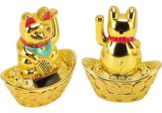Solare Powered Waving Cat Buona Fortuna Ricchezza Welcoming Lucky Fortune Cat H…