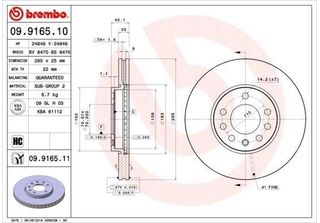 Brembo 09.9165.10 - Disco Freno Oe 95526645 Per Signum (Z03), Vectra C (Z02)