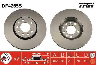 Trw DF4265S - Disco Freno Oe 93171500 Per Signum (Z03), Vectra C (Z02)