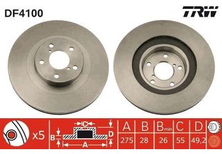 Trw DF4100 - Oe 43512 20190 Disco Freno Per Avensis (T22), Avensis (T25), Celic…